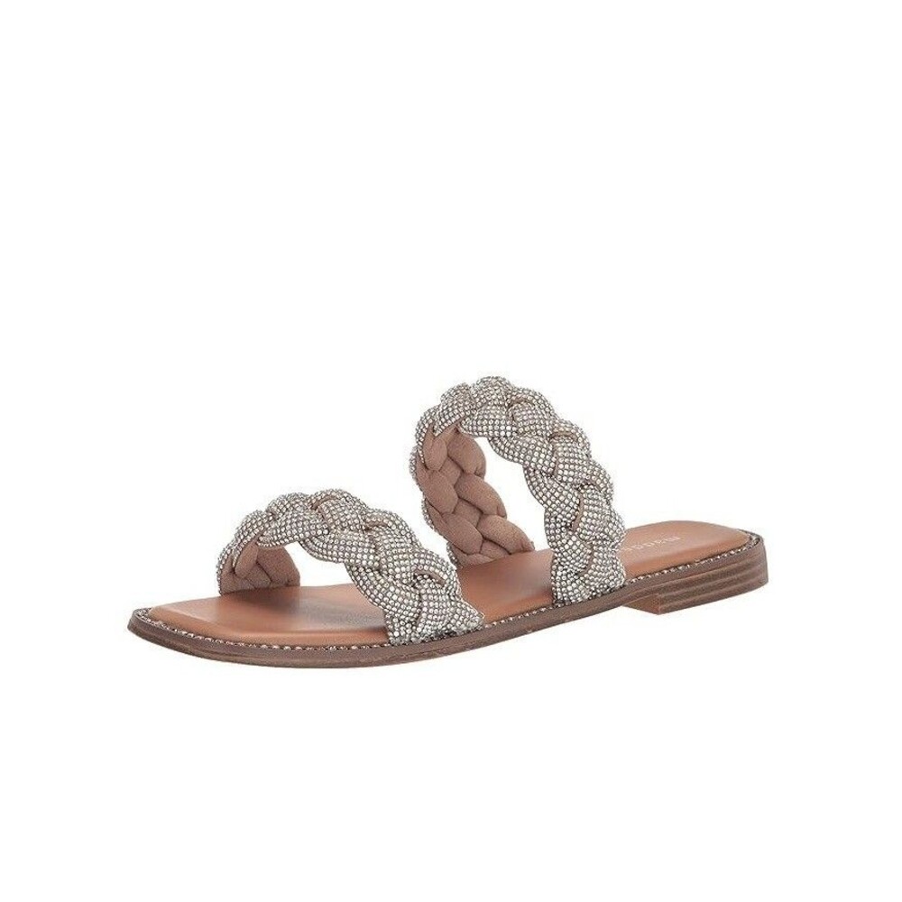 Madden Girl Womens 8 M Silver Multi Park Braided Strappy Flat Sandals NIB MN0